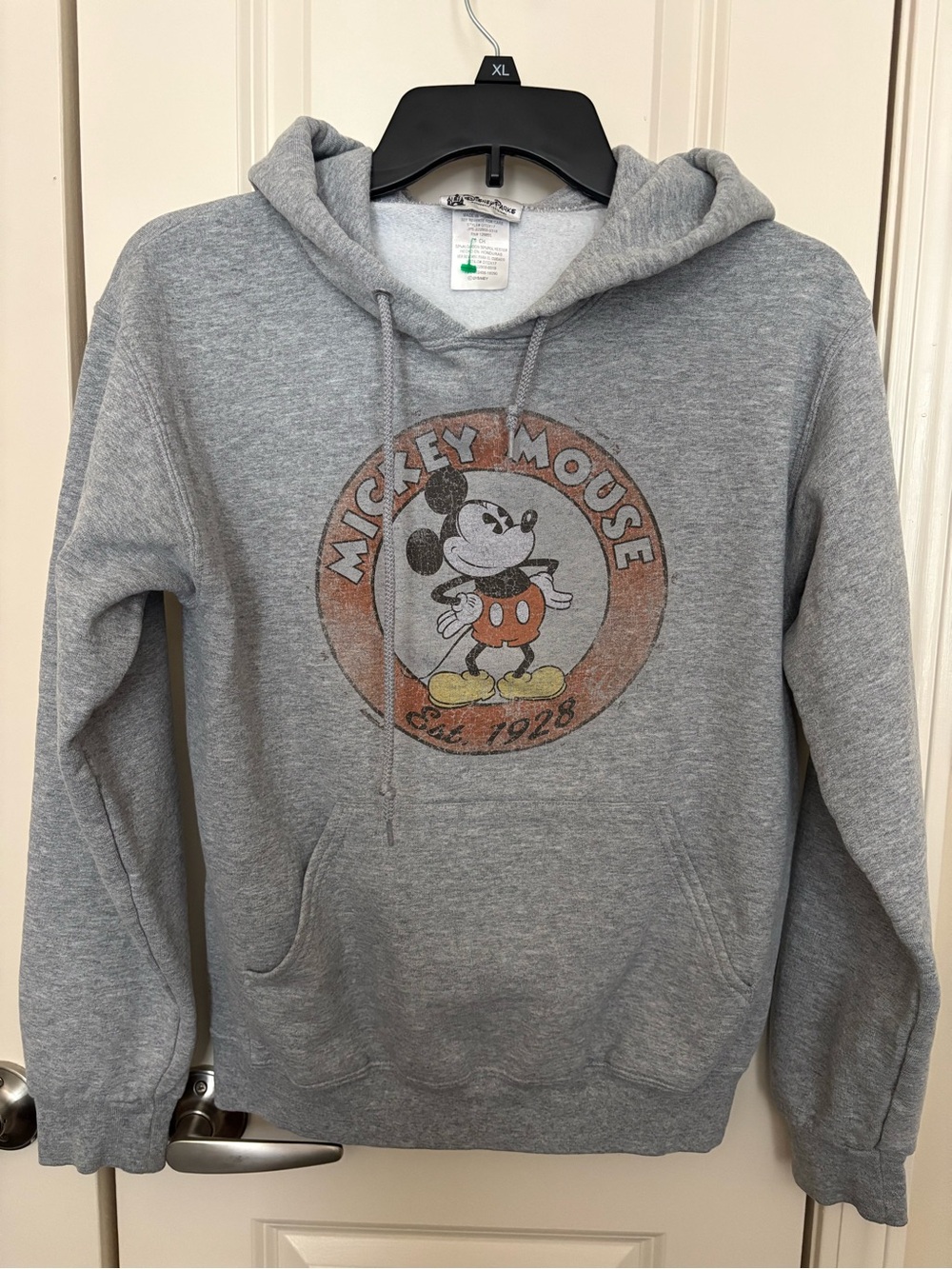 Disney parks Gray Mickey Mouse Hoodie Sweatshirt with Vintage Graphic